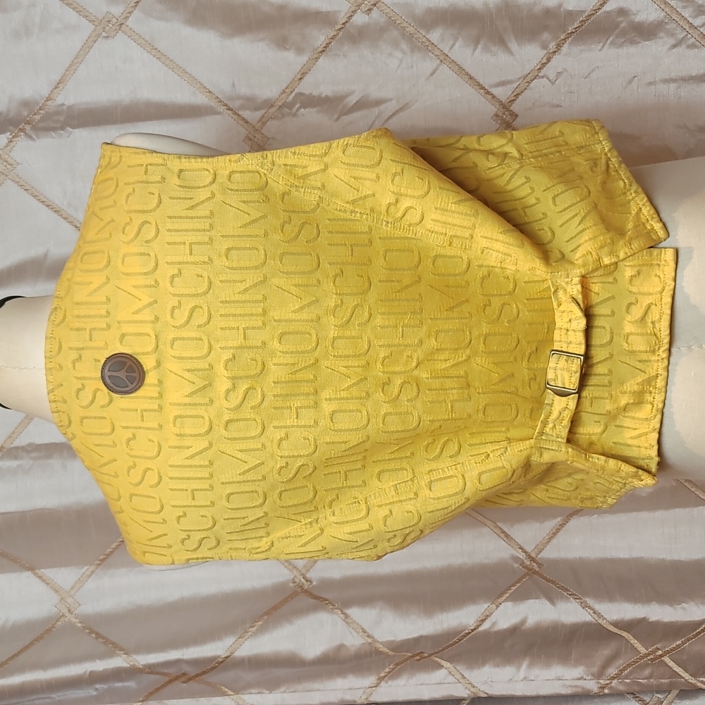 Men's Moschino jeans logo vest in mustard yellow/gold size 38 - Picture 5 of 10